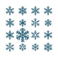 Snowflake winter set.. VECTOR. Graphic crystal frozen decoration for design. Isolated. Royalty Free Stock Photo