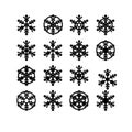 Snowflake winter set vector . Graphic crystal frozen decoration for design. Isolated. Set of snowflakes. Royalty Free Stock Photo