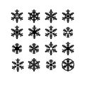 Snowflake winter set vector . Graphic crystal frozen decoration for design. Isolated. Set of snowflakes. Royalty Free Stock Photo