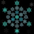 Snowflake winter set vector . Graphic crystal frozen decoration for design. Isolated. Royalty Free Stock Photo