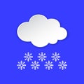 Snowflake winter weather info icon. Snow flake snowy day paper cut style. Climate weather sign. Tag for Metcast report