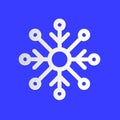 Snowflake winter weather info icon. Snow flake snowy day paper cut style. Climate weather sign. Tag for Metcast report