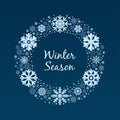 Snowflake Wreath. Merry Christmas greeting card. Winter theme template for invitation and greeting cards design and Royalty Free Stock Photo
