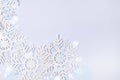 Snowflakes on Blue Background Holiday Festive Christmas Winter Concept Copy Space Top View Minimal Royalty Free Stock Photo