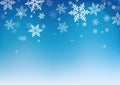 Snowflakes blue background for winter and christma