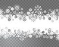 Snowflakes border on a transparent background for your Christmas design