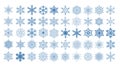 50 snowflakes christmas design set for decoration, symmetrical snowflake Royalty Free Stock Photo