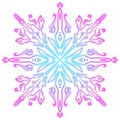 Snowflakes Christmas New Year. Abstract winter watercolor tile ornament with delicate colors - blue, turquoise, pink, purple. Royalty Free Stock Photo