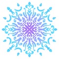 Snowflakes Christmas New Year. Abstract winter watercolor tile ornament with delicate colors - blue, turquoise, pink, purple. Royalty Free Stock Photo