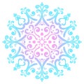 Snowflakes Christmas New Year. Abstract winter watercolor tile ornament with delicate colors - blue, turquoise, pink, purple. Royalty Free Stock Photo