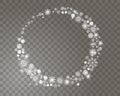 Snowflakes circle frame on a transparent background for your Christmas design