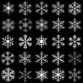 Snowflakes collection, black background