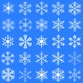 Snowflakes collection, blue background