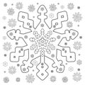 Snowflakes. Vector black and white coloring page