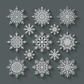 Snowflakes cut paper set Royalty Free Stock Photo