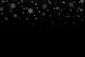 Snowflakes falling for christmas decoration abstract black background