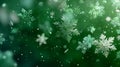 Snowflakes Falling on Green Background Royalty Free Stock Photo