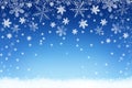 Snowflakes falling on snow. Background for Christmas and Winter