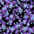 Snowflakes, fir christmas tree branches in neon light. Seamless pattern for christmas design. Glowing watercolor on Royalty Free Stock Photo