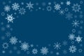Snowflakes frame vector background, Christmas design template with place for text. Royalty Free Stock Photo