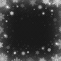 Snowflakes frame. Winter snowed border, frost snowflake and christmas cold blizzard snow greeting card vector design Royalty Free Stock Photo