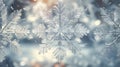 Snowflakes frost rime macro on window glass pane. Neural network ai generated
