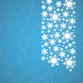 Snowflakes on ice with furrows - Christmas background