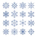 Snowflakes icon set, Christmas and New Year icon collection Royalty Free Stock Photo