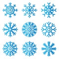 Snowflakes icon set in flat style on white background. Ice crystal. Vector winter design element for you Christmas and New Year`s Royalty Free Stock Photo