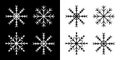 Snowflakes icon set. Four white black snowflake. Merry Christmas. Happy New Year decoration sign symbol. Xmas paper craft. Snow