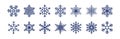 Snowflakes icon set. Ice, frozen, snow flakes for Christmas design, background. Blue ornament for holiday\'s card. vector Royalty Free Stock Photo