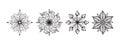 Snowflakes icons. Hand Drawn snowflakes. Snowflake sketch. Vector scalable graphics