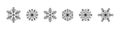 Snowflakes icons. Ice crystal winter symbol. Snowflake set. Vector illustration Royalty Free Stock Photo