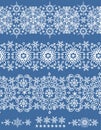 Snowflakes lace seamless border.Winter pattern