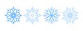 Snowflakes. Light blue snowflakes set. Snowflake different icons. Vector scalable graphics Royalty Free Stock Photo