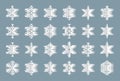 Snowflakes origami paper cut winter ice vector set Royalty Free Stock Photo