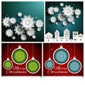 Snowflakes over night dark sky in town Royalty Free Stock Photo