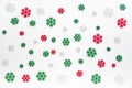 Snowflakes pattern background. white , red and green snowflake isolated on white for Christmas or winter seasonal.