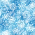 Snowflakes pattern on blue background