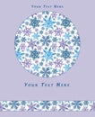 Snowflakes Pattern Shaped as Circle on Lilac Background Template.