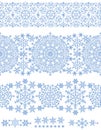 Snowflakes seamless border lace.Winter pattern