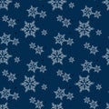 Snowflakes seamless pattern. Blue snowflake vector xmas abstract background Royalty Free Stock Photo