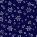 Snowflakes seamless pattern. Blue snowflake vector xmas abstract background Royalty Free Stock Photo