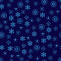 Snowflakes seamless pattern. Blue snowflake vector xmas abstract background Royalty Free Stock Photo