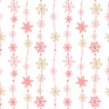 Snowflakes seamless pattern, christmas background with cute hanging showflakes, vector illustration