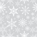 Snowflakes seamless pattern. Frosty repeating texture. Christmas and New Year infinite background. Vector illustration. Royalty Free Stock Photo