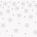 Snowflakes seamless pattern one side line border. Winter christmas snowfall background for textile wrapper christmas banner. Stock