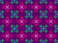 Snowflakes seamless pattern. Ornament with Christmas multicolored snowflakes. Snowflakes of green and pink color. Xmas design for