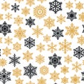 Snowflakes seamless pattern. Snowfall background for christmas and winter decoration.