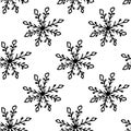 snowflakes seamless pattern vector graphic. Hand drawn doodle style simple scandinavian liner. christmas and new year Royalty Free Stock Photo